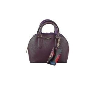 Trina Turk Purple Mini Dome Satchel with Floral Tag